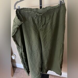 Green Elastic Waist Swim Petite Coverup Pants